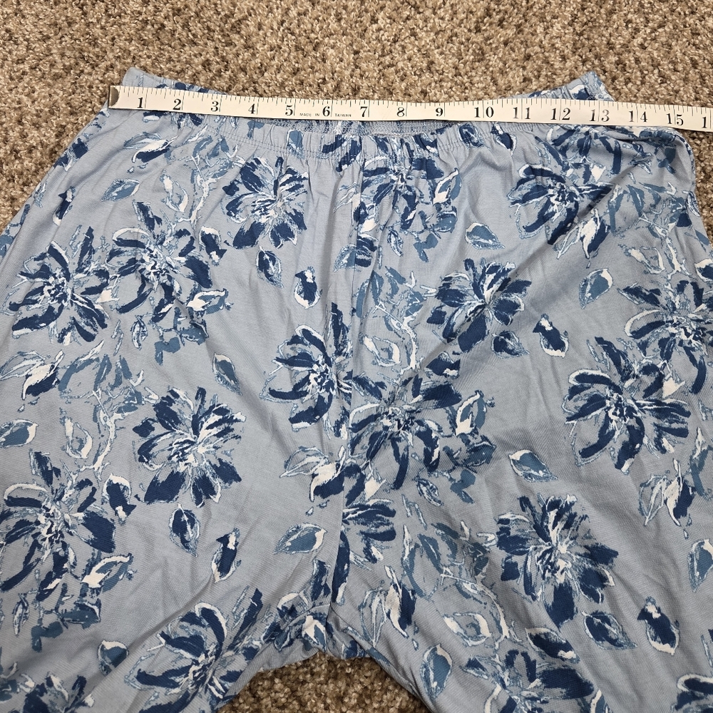 NWT Garnet Hill Pajama Set Blue Floral Organic Cotton Women's Small Shirt Pants - Picture 9 of 11